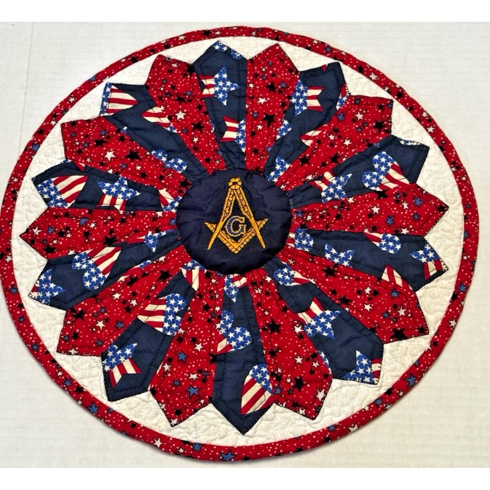 Masonic Grand Lodge of Idaho 1867 Sesquicentennial Quilted Mat Americana 14.5" - Picture 2 of 7